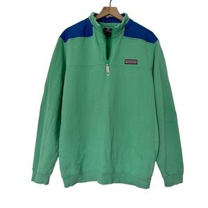 Vineyard Vines blue green Classic Shep Shirt quarter zip
